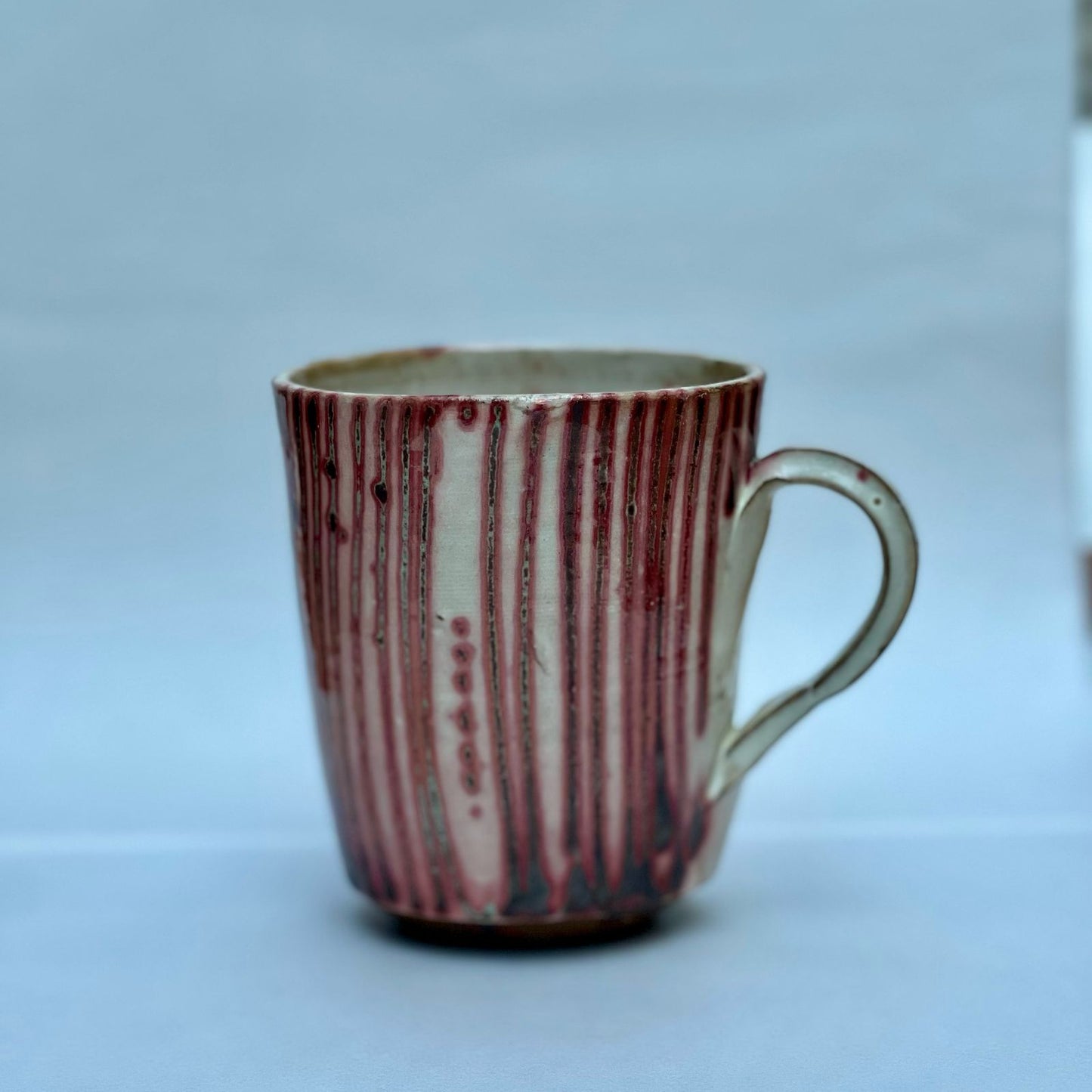 Handcrafted Red Ribbed Mug